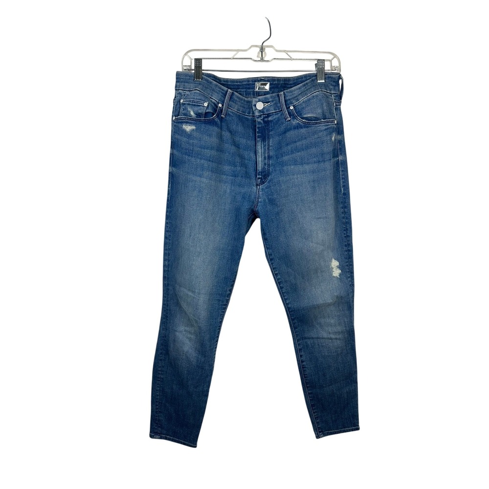 MOTHER The Looker Crop Women 29 Blue Excellent Distressed Skinny Jeans 1121N-173